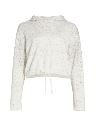 Atm Anthony Thomas Melillo Women's Splattered French Terry Cotton Crop Hoodie In Chalk-iron Grey