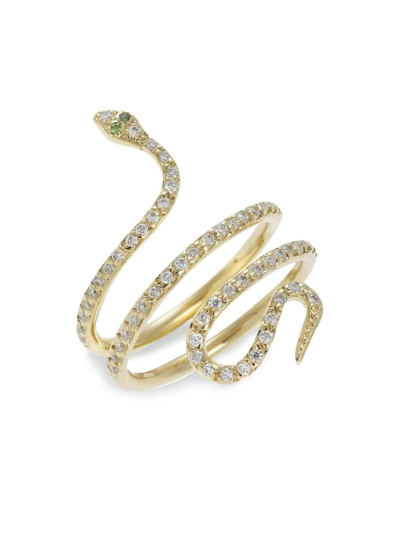 Ileana Makri Women's 18k Yellow Gold & White Diamond Single Python Ring