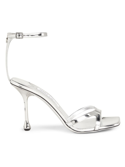 Jimmy Choo Ixia Metallic Ankle-strap Sandals In Silver