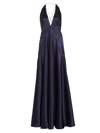 Michael Lo Sordo Alexandra Open-back Silk-satin Gown In Navy