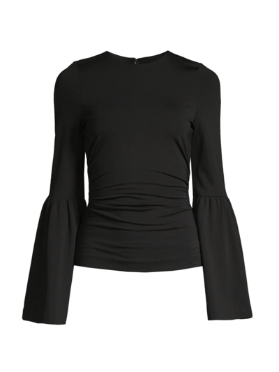 Hope For Flowers Women's Ruched Bell-sleeve Top In Solid Black