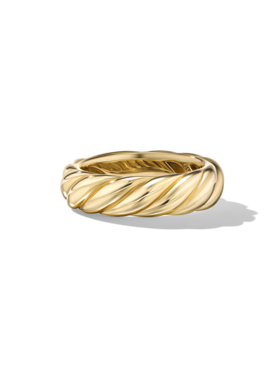 David Yurman Women's Sculpted Cable Band Ring In 18k Yellow Gold