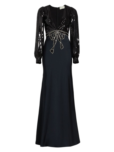 Sachin & Babi Women's Lane Sequin & Satin Crepe Gown In Black