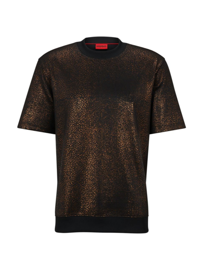 Hugo Relaxed-fit Short-sleeved T-shirt With Seasonal Print In Black