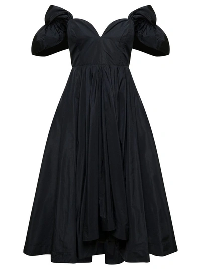 Pinko Sorgente Off-the-shoulder High-low Taffetta Midi Dress In Black