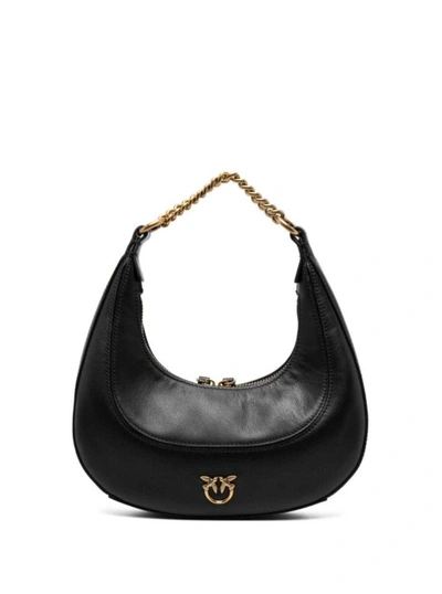 Pinko Blackhobo Hand Bag With Aged-gold Details In Leather Woman