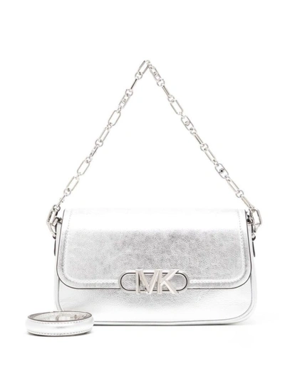 Michael Michael Kors Silver-tone Medium Parker Shoulder Bag In Leather In White