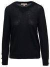 Michael Michael Kors Rounf Neck Long Sleeves Merino Light Pull In Black