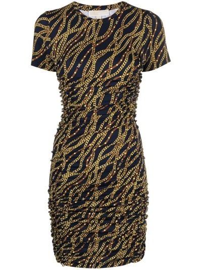 MICHAEL MICHAEL KORS MINI MULTICOLOR DRESS WITH ALL-OVER CHAIN PRINT IN STRETCH VISCOSE BLEND