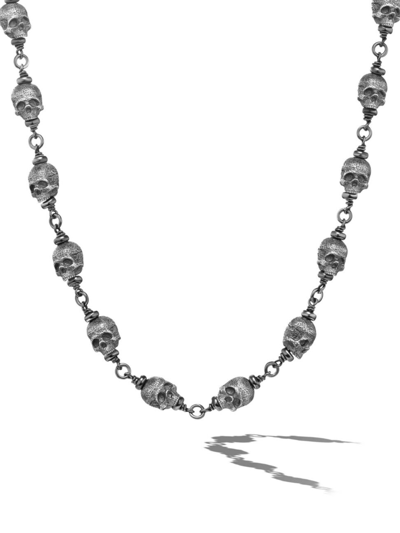 David Yurman Men's Memento Mori Skull Rosary Necklace In Sterling Silver, 9mm