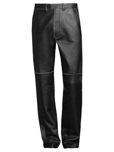 Martine Rose Men's Leather Relaxed-fit Trousers In Black