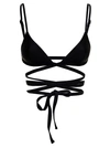 MATTEAU BLACK NYLON BIKINI TOP WITH CROSSED LACES