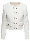 Michael Michael Kors White Cropped Jacket With Golden Buttons In Tweed Woman