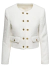 Michael Michael Kors White Cropped Jacket With Golden Buttons In Tweed Woman In Bone