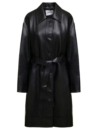 Low Classic Leather Coat In Black