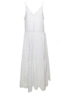 IVY & OAK 'MICHAELA' LONG WHITE DRESS WITH FLOUNCED SKIRT IN SANGALLO LACE