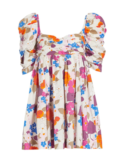 S/w/f Women's Floral Puff-sleeve Minidress In Patio