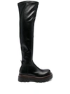 Pinko Leather Knee-high Boots In Black