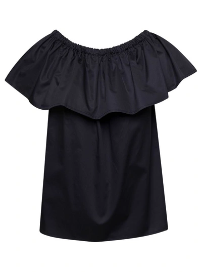 Douuod Popeline Ruffle Shirt In Black