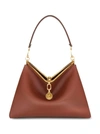 ETRO AVA MEDIUM' BROWN SHOULDER BAG WITH LOGO CHARM AND REMOVABLE POUCH IN LEATHER