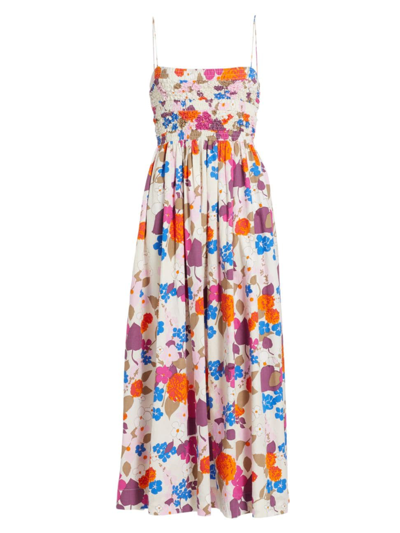 S/w/f Women's Smocked Floral Midi-dress In Patio