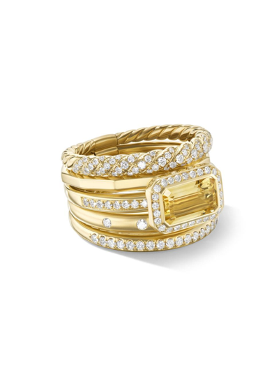 David Yurman Women's Stax Statement Ring In 18k Yellow Gold In Champagne Citrine