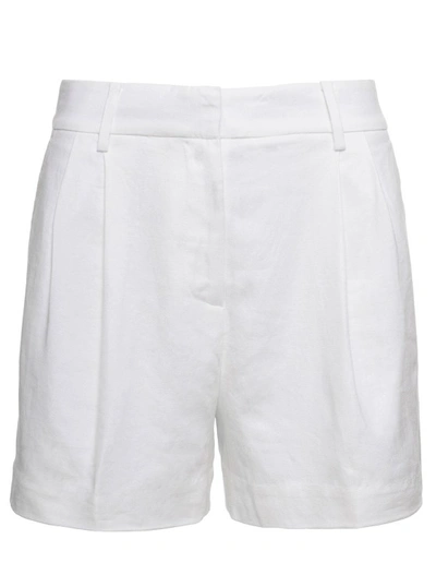 Michael Michael Kors White Bermuda Shorts With Concealed Fastening In Linen Blend Woman