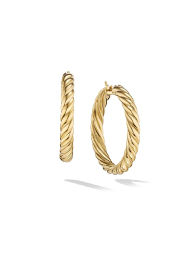 David Yurman Women's Sculpted Cable Hoop Earrings In 18k Yellow Gold