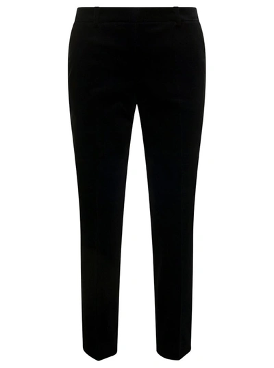 ALBERTO BIANI BLACK SLIM PANTS WITH SIDE ZIP CLOSURE IN VELVET