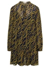 MICHAEL MICHAEL KORS MULTICOLOR MINI-DRESS WITH ALL-OVER CHAIN PRINT AND CHAIN DETAIL IN POLYESTER BLEND