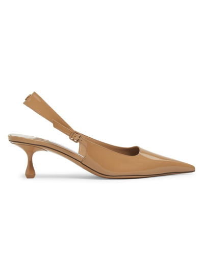 Jimmy Choo Women's Amel 50mm Patent Leather Slingback Pumps In Biscuit
