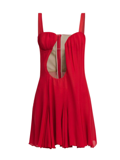 Nensi Dojaka Women's Asymmetric Sheer-panel Minidress In Red