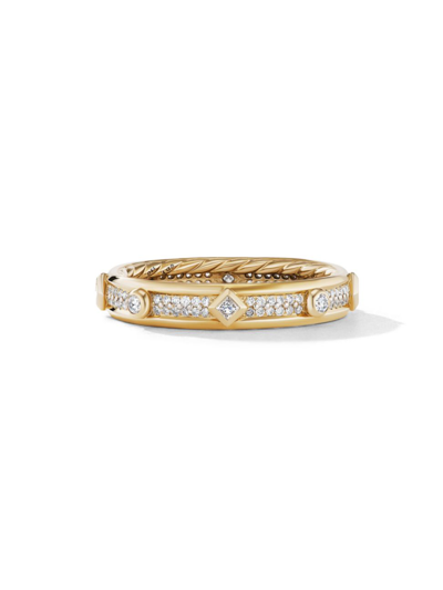David Yurman Women's Modern Renaissance Band Ring In 18k Yellow Gold In Diamond