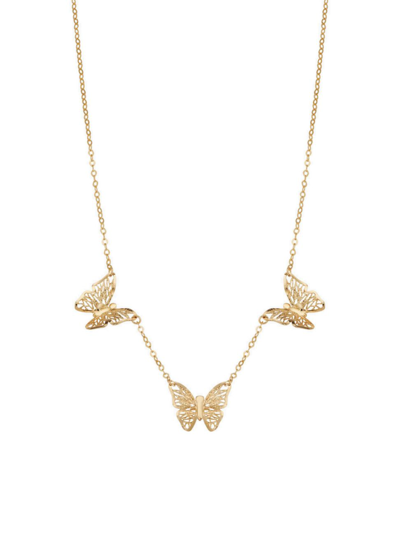 Oradina Women's 14k Yellow Gold Social Butterfly Necklace