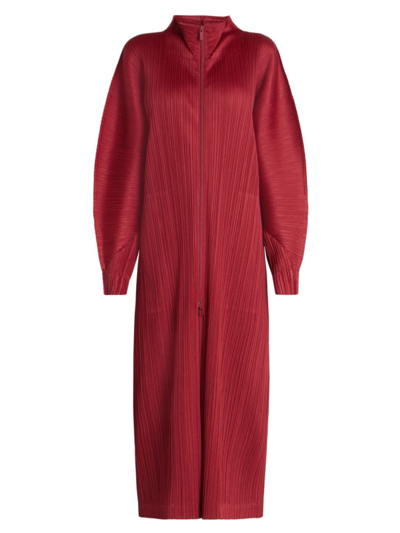 Issey Miyake Women's November Zip-front Coat In Carmine