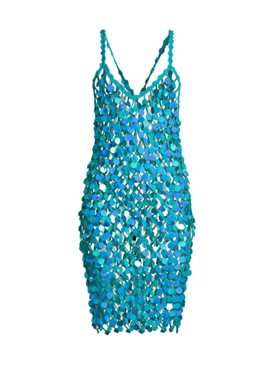 Milly Women's Sequined Crocheted Cotton-blend Dress In Blue