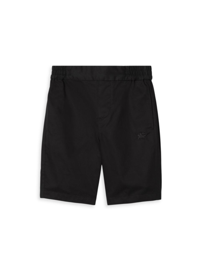 Burberry Kids' Equestrian Knight-embroidered Shorts In Black