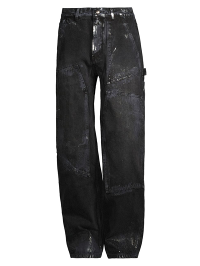 Andersson Bell Men's Coated Carpenter Wide-leg Jeans In Black