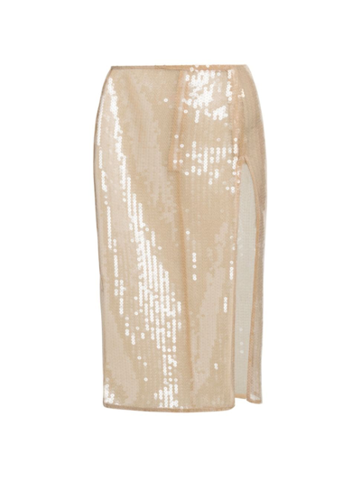 Nensi Dojaka Sequin-embellished Midi Skirt In Beige