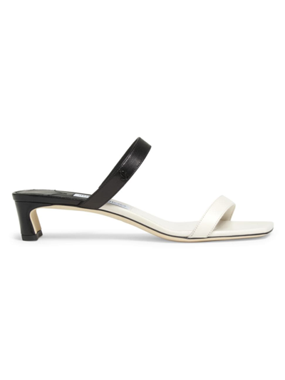 Jimmy Choo Kyda Bicolor Dual-band Slide Sandals In Latte Black