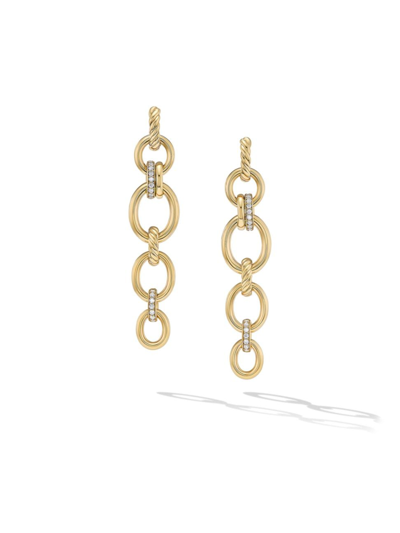 David Yurman Women's Dy Mercer Linked Drop Earrings In 18k Yellow Gold With Pavé Diamonds