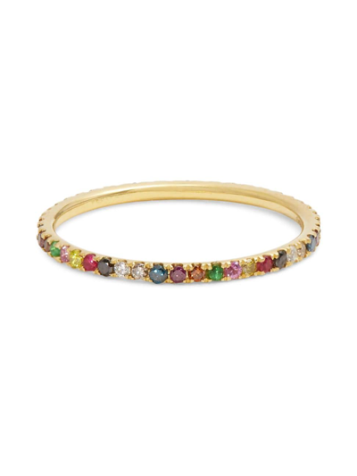 Ileana Makri Women's Classic Thread 18k Yellow Gold & Rainbow Multi-stone Ring
