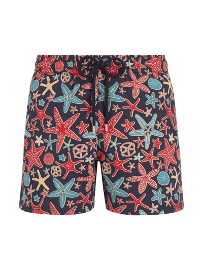 Vilebrequin Mens Bleu Marine Moorise Graphic-print Swim Shorts