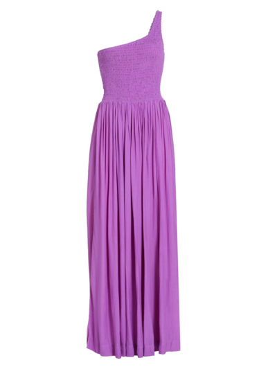 S/w/f Women's Smocked One-shoulder Maxi Dress In True Purple