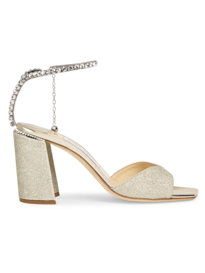 Jimmy Choo Women's Saeda 85mm Glitter Sandals In Gold