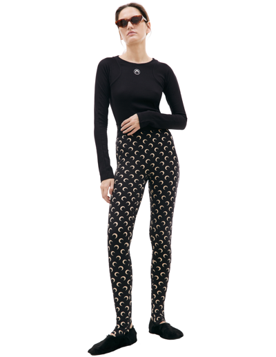 Marine Serre Leggings With Characteristic All-over Logo In Black