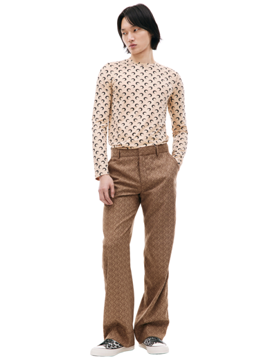 Marine Serre Moon Logo Trousers In Brown