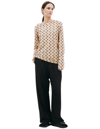 Marine Serre Beige Crewneck T-shirt With All-over Crescent Moon Print In Beige