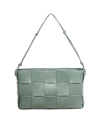 Bottega Veneta Cassette Pouch On Strap Leather Shoulder Bag In Green