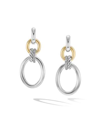 David Yurman Women's Dy Mercer Circular Drop Earrings In Sterling Silver With 18k Yellow Gold And Pavé Diamonds